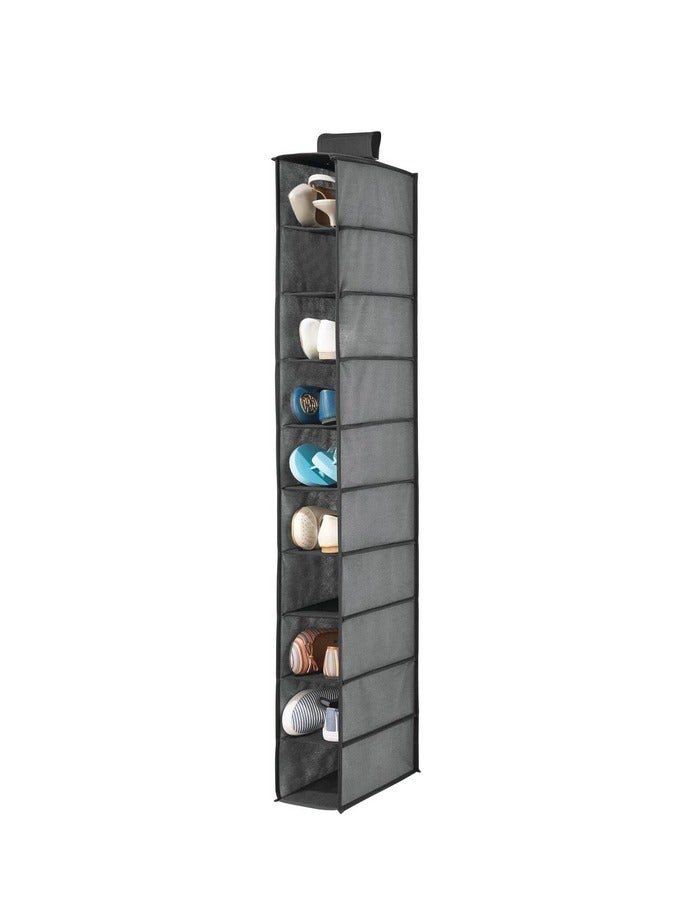 Soft Fabric Closet Organizer  Holds Shoes Handbags Clutches Accessories 10 Shelf Over Rod Hanging Storage Unit Textured Print 2 Pack  - Image 5