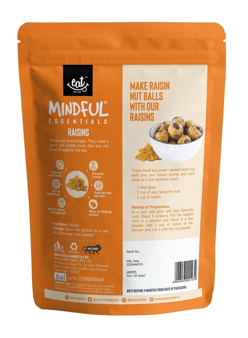 إيت أنيتايم زبيب فاخر من مايندفول | وجبة خفيفة من الكشميش الذهبي | غني بالألياف والحديد طبيعيًا | خالٍ من الغلوتين | بدون مواد حافظة | طبيعي بالكامل ٣٥٠ غرام - Image 2