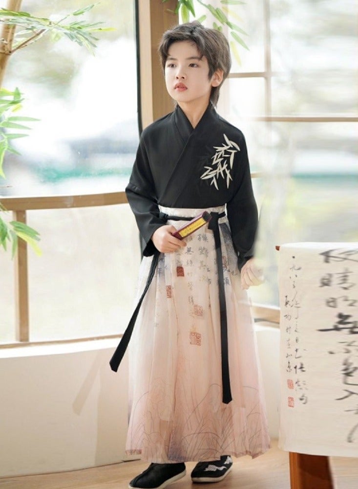 LiangSanZhi Hanfu for Boys Tang Suits with fan Performance Costume Han School Hanfu Boys Chinese Kung Fu Outfit  - Image 3