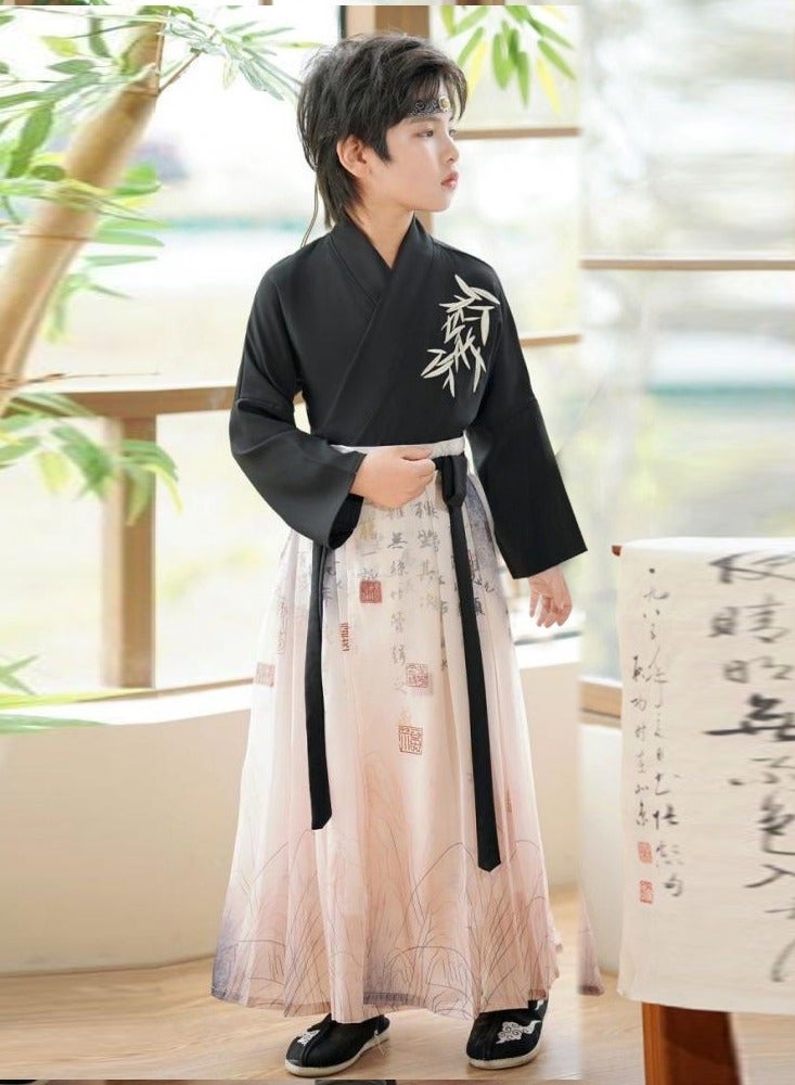 LiangSanZhi Hanfu for Boys Tang Suits with fan Performance Costume Han School Hanfu Boys Chinese Kung Fu Outfit  - Image 4