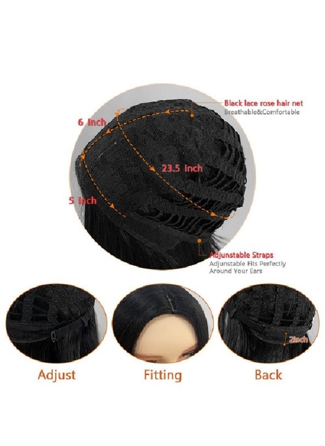 Samyak - Front Korean Hair Cut Full Head Hair Wigs For Women & Girls ; Nakli Baal ; False Hair Wig ; Cosplay Replacement Wig; Synthetic Hair Wig (Crlbrf) With 2 Wig Caps Free - Image 1