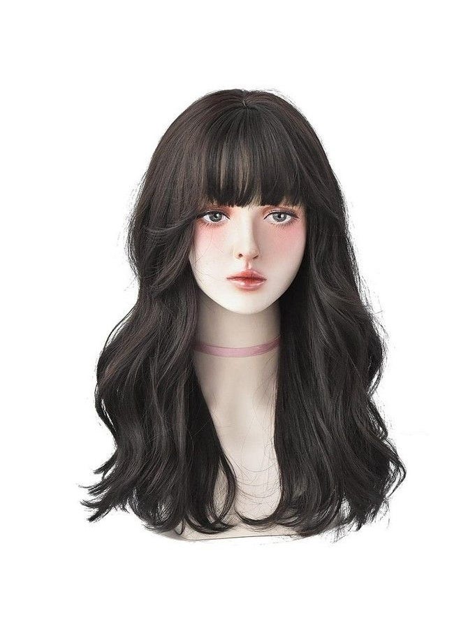 Samyak - Front Korean Hair Cut Full Head Hair Wigs For Women & Girls ; Nakli Baal ; False Hair Wig ; Cosplay Replacement Wig; Synthetic Hair Wig (Crlbrf) With 2 Wig Caps Free - Image 1