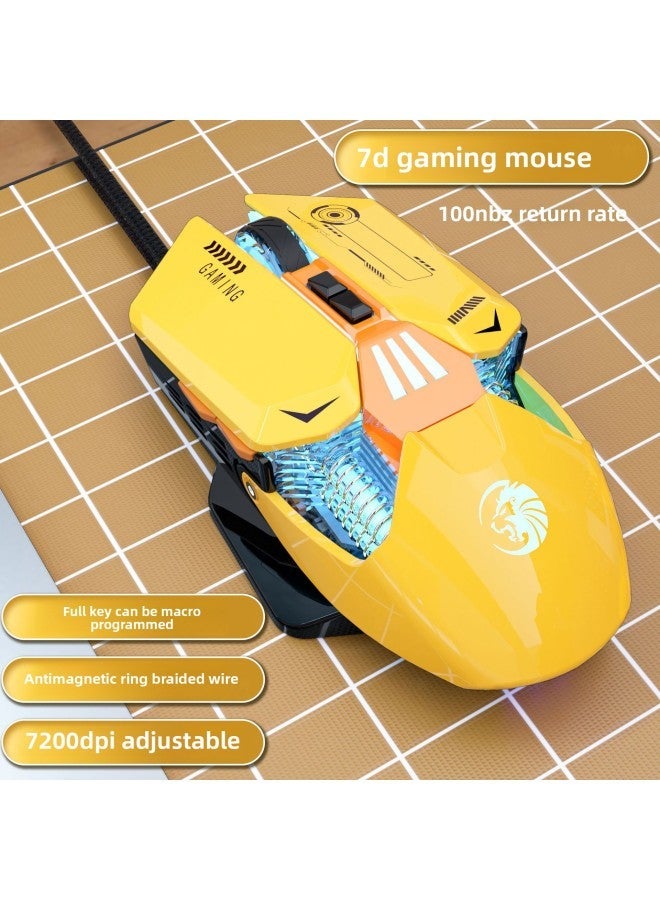 C6 Mecha Wired Game Mechanical Luminous Mouse Hardware Macro Plus Heavy E-sports Chicken Eating Programming Cross-border-Color:C6 Black-7d With - Image 2