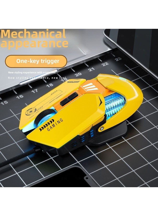 C6 Mecha Wired Game Mechanical Luminous Mouse Hardware Macro Plus Heavy E-sports Chicken Eating Programming Cross-border-Color:C6 Black-7d With - Image 4