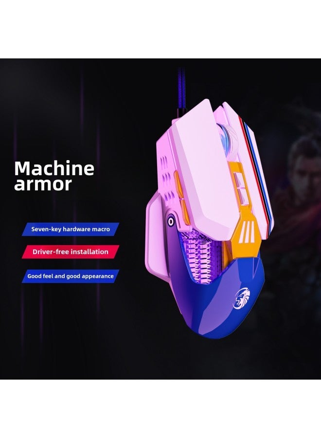 C6 Mecha Wired Game Mechanical Luminous Mouse Hardware Macro Plus Heavy E-sports Chicken Eating Programming Cross-border-Color:C6 Black-7d With - Image 3