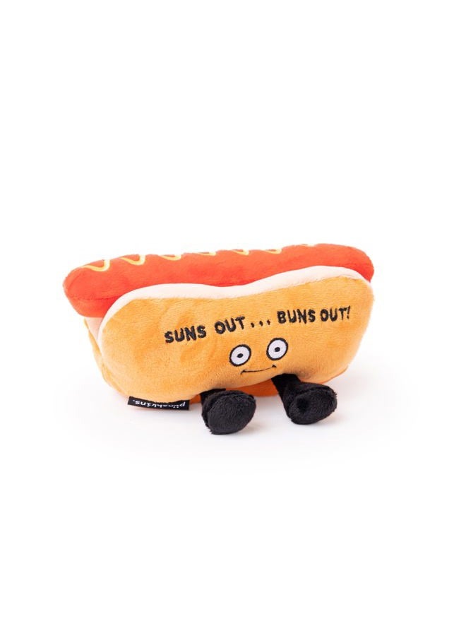 Punchkins Suns Out…Buns Out! Hot Dog Plushie - Funny Meme Pun White Elephant - Image 1