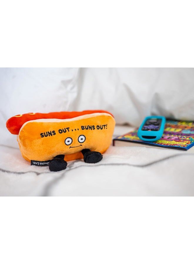 Punchkins Suns Out…Buns Out! Hot Dog Plushie - Funny Meme Pun White Elephant - Image 2