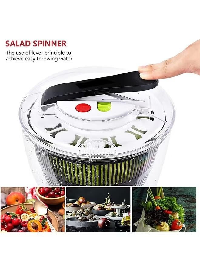 XiuWoo Salad Spinner, Multifunction Manual Salad Spinner, Lettuce Dryer and Vegetable Washer, BPA Free, Draining Lettce and Vegetable with Ease, For Salad Greens, Lettuce, Fruits and Vegetables, 5L - Image 2