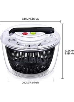 XiuWoo Salad Spinner, Multifunction Manual Salad Spinner, Lettuce Dryer and Vegetable Washer, BPA Free, Draining Lettce and Vegetable with Ease, For Salad Greens, Lettuce, Fruits and Vegetables, 5L  - Image 5