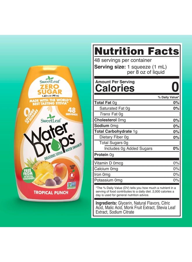 SweetLeaf WaterDrops, Tropical Punch, 1.62 Fl Oz (Pack of 1) - Image 2