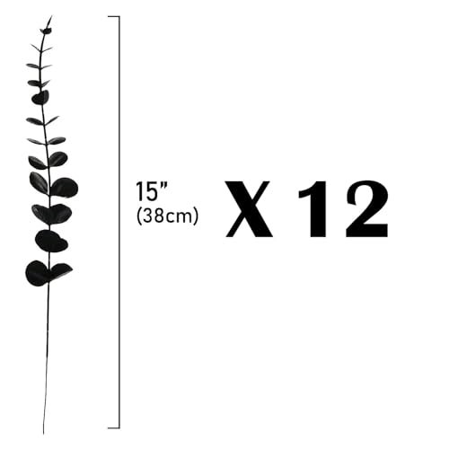 ABAJI Plastic Eucalyptus Green Spraying Frost Stems 12 Fake Faux Decorations Artificial Leaves Greenery Plant Leaf Home Office House Table Desk Decor Wedding Party Vase Forever Live - Image 2