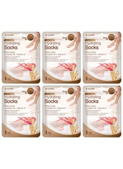 Epielle Epielle Hydrating Foot Masks (Socks 6pk) for foot cracked and dry heel to toe and callus Spa Masks - Shea butter + Jojoba Oil + Vitamin E Moisturize, Mothers Day GIfts  - Image 1