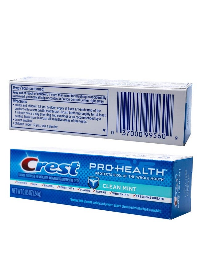 Crest 037000995609 Pro-Health Clean Mint Toothpaste, Smooth Formula 0.85 Oz, Travel Size, (24 Pack) - Image 1