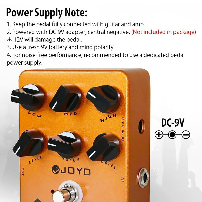 JOYO American Sound Amp Simulator Pedal of Fd 57 Deluxe Amplifier from Clean to Overdrive Sound for Electric Guitar Effect - Bypass (JF-14) - Image 5