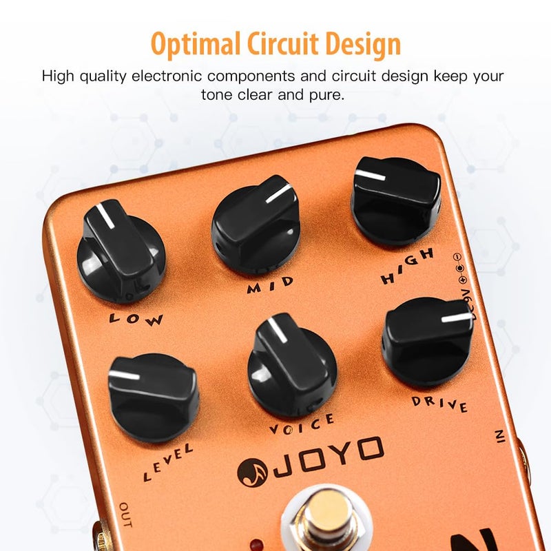 JOYO American Sound Amp Simulator Pedal of Fd 57 Deluxe Amplifier from Clean to Overdrive Sound for Electric Guitar Effect - Bypass (JF-14) - Image 3