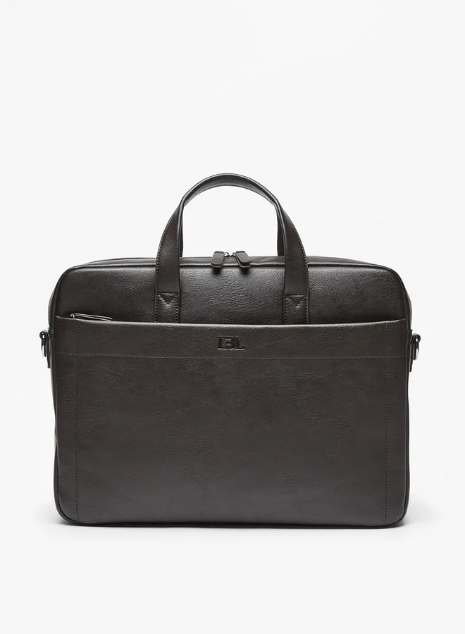 LBL by Shoexpress Solid Laptop Bag with Detachable Strap and Zip Closure