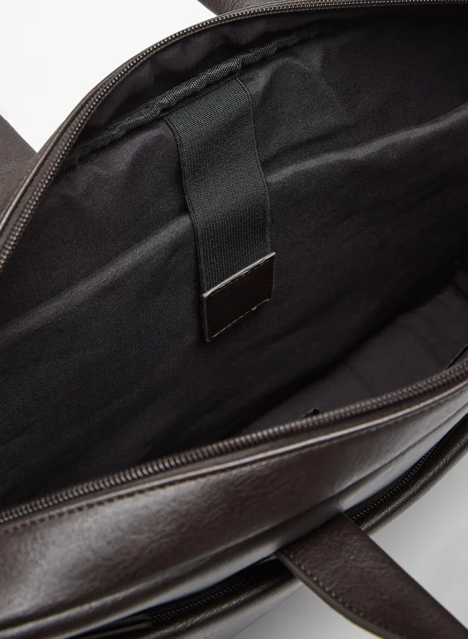 LBL by Shoexpress Solid Laptop Bag with Detachable Strap and Zip Closure