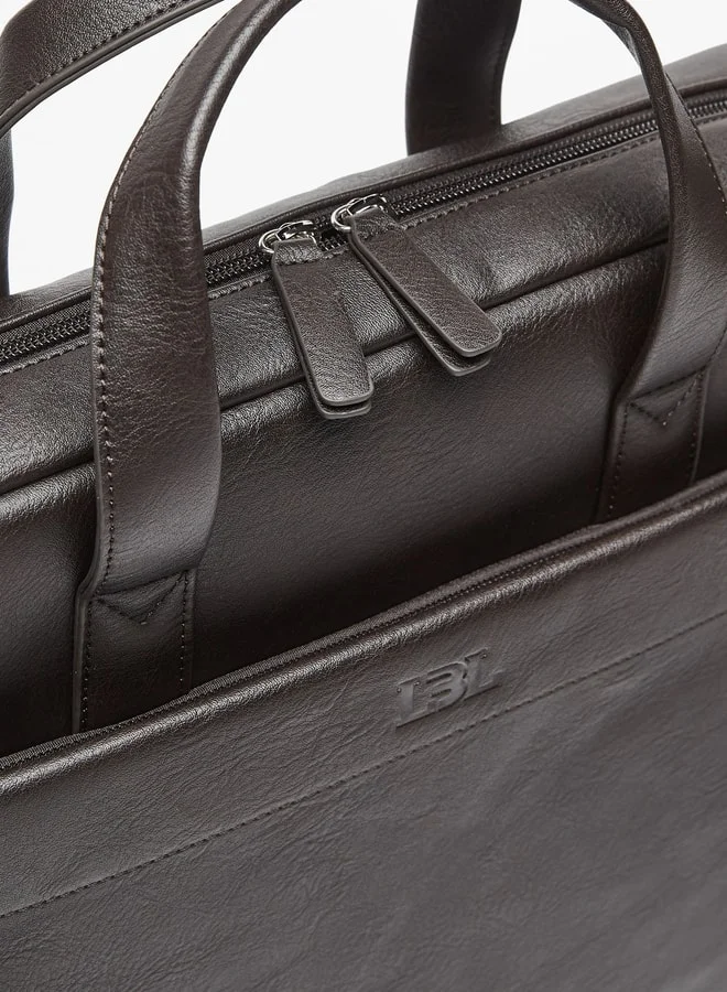 LBL by Shoexpress Solid Laptop Bag with Detachable Strap and Zip Closure