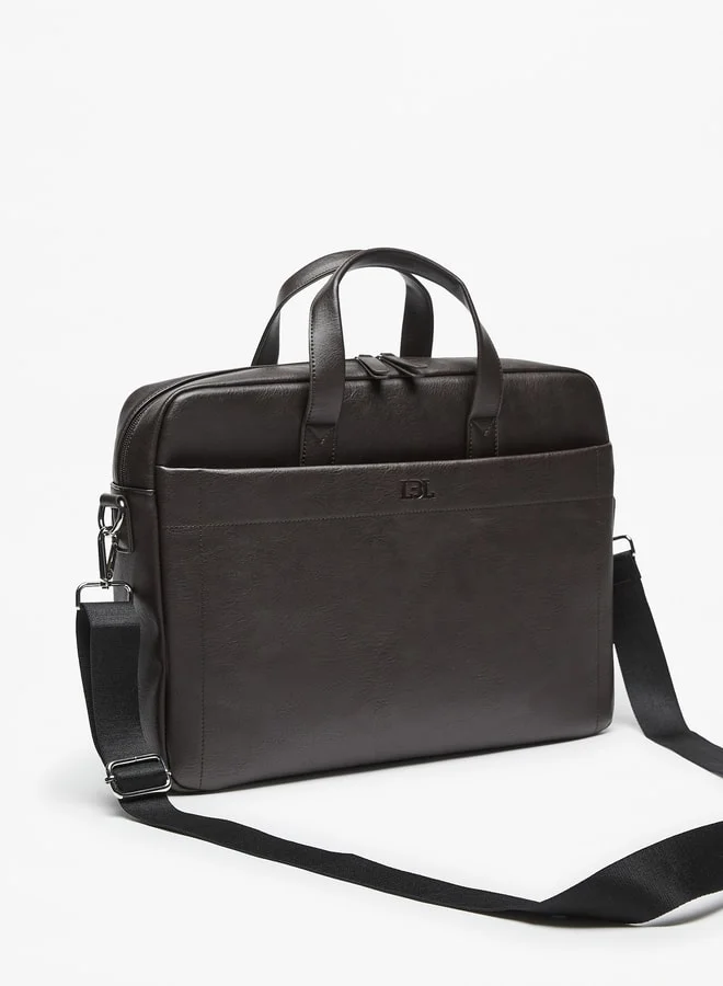 LBL by Shoexpress Solid Laptop Bag with Detachable Strap and Zip Closure
