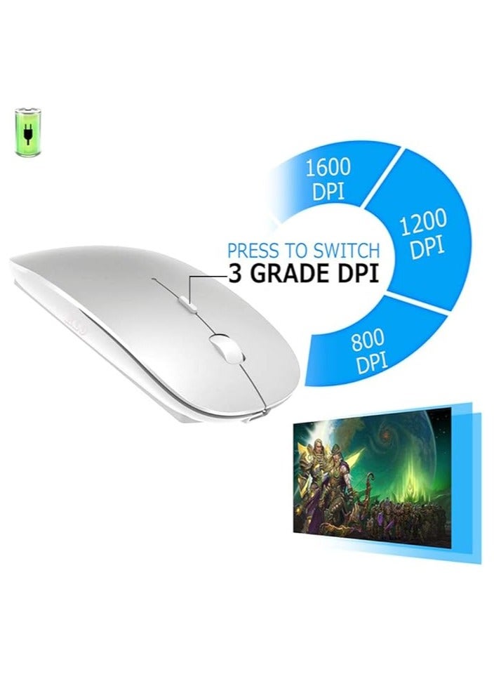 Green Tiger Rechargeable Bluetooth Mouse for MacBook pro/MacBook air/Laptop/iMac/ipad, Wireless Mouse for MacBook pro MacBook Air/iMac/Laptop/Notebook/pc (Bluetooth Mouse/Silver) - Image 5