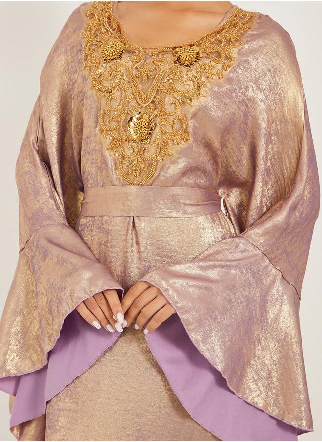 Styli Embroidered Detail Shimmer Design Jalabiya  - Image 5