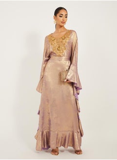 Styli Embroidered Detail Shimmer Design Jalabiya  - Image 2