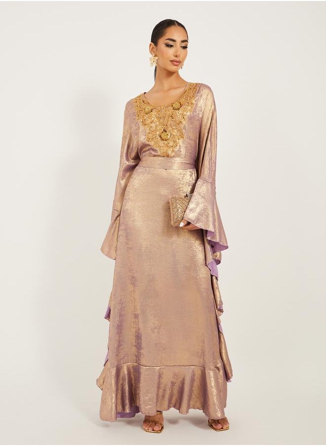 Styli Embroidered Detail Shimmer Design Jalabiya  - Image 2