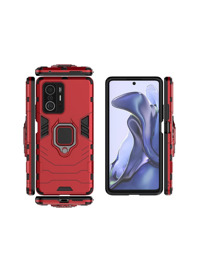 Generic - Case for Xiaomi Mi11T/11T ProHybrid Heavy Duty Protection Shockproof Defender Kickstand Armor Case Cover_red - Image 1