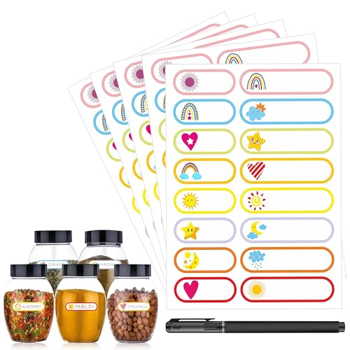 GLUN Waterproof Vinyl Printed Name Tag Stickers, 10 Sheets 160 Count, Kids Bottles, Lunch, Clothes, Kitchen, Reusable Self-Adhesive Labelling Stickers - Image 1
