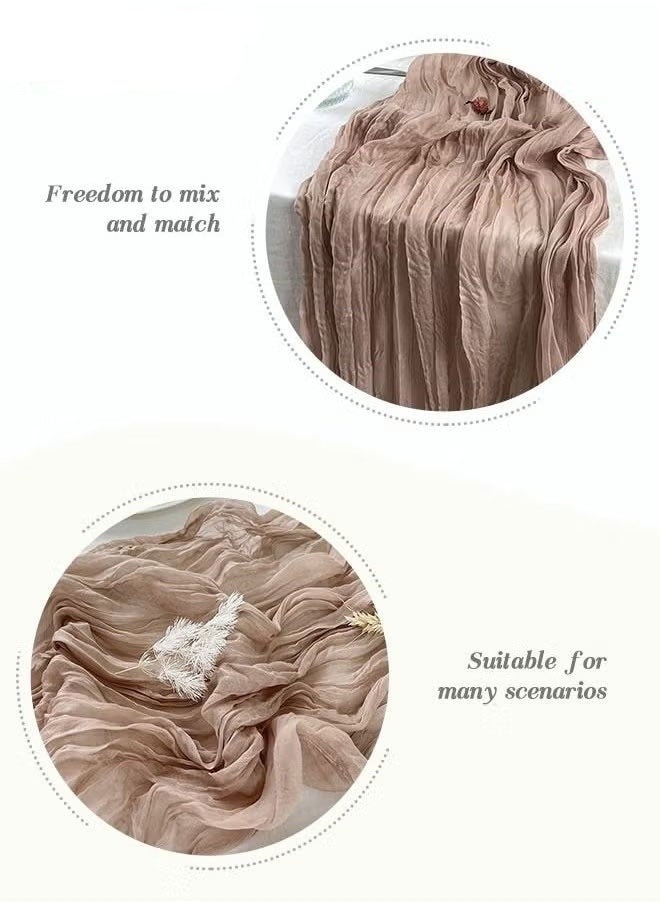 Generic Translucent Table Runner Chessian Tablecloth for Wedding Reception Bridal Shower Party Decoration Table Centerpiece 90*180CM khaki  - Image 2
