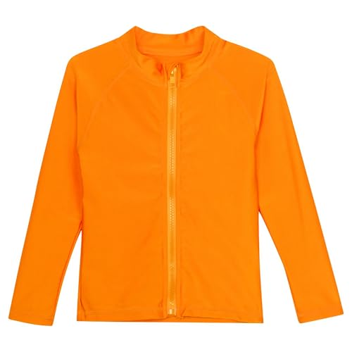 SwimZip Little Boys' Long Sleeve Rashguard Zipper UPF 50+,Orange,2T - Image 2