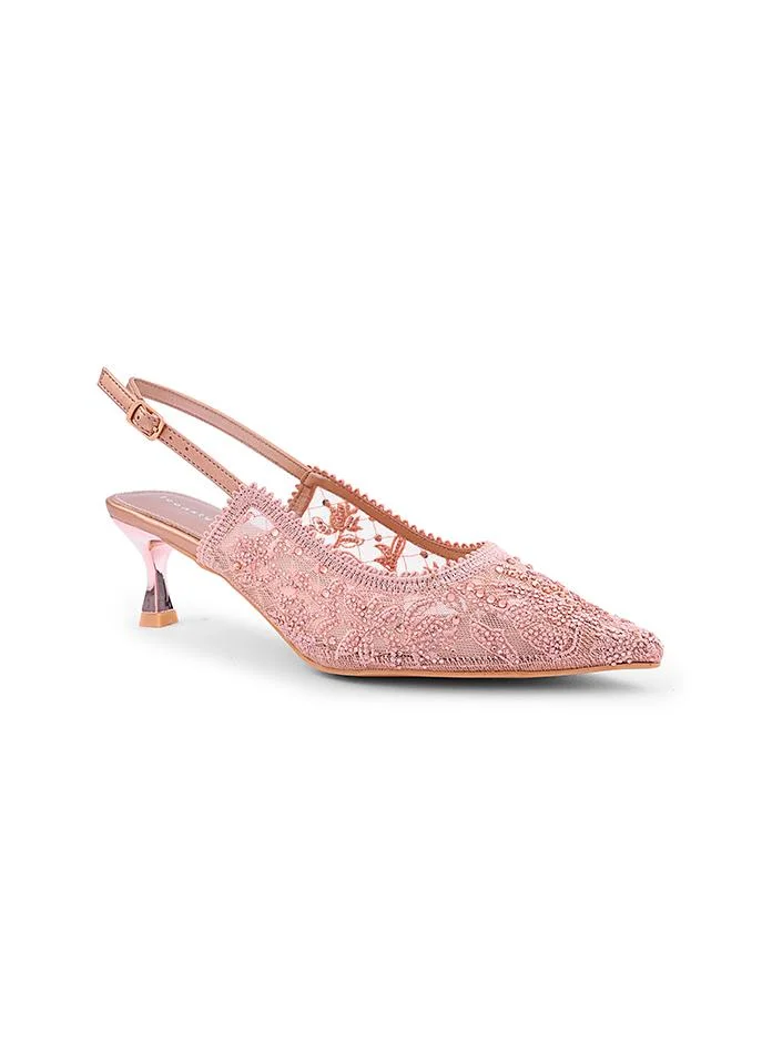 أيقون Feminine heel shoes with flattering T-strap design.