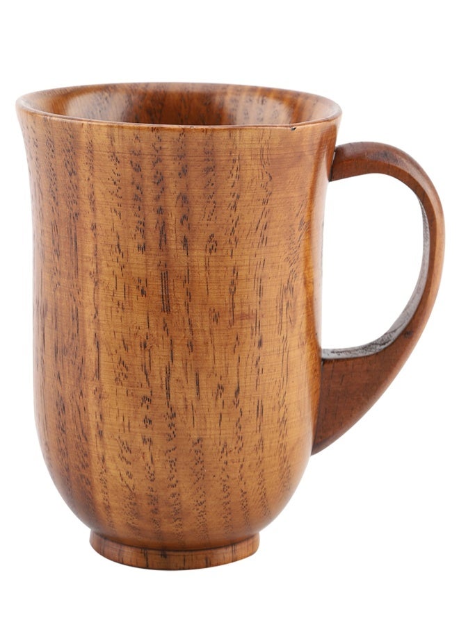 Portable Natural Wood Cup with Handle Wooden Teacup Coffee Beer Juice Drinking Mug (#2) - Image 1