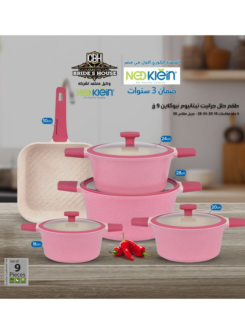 9 Piece Phantom Nuclean Set, Pyrex Lid, Pink Grill, Pink Handle