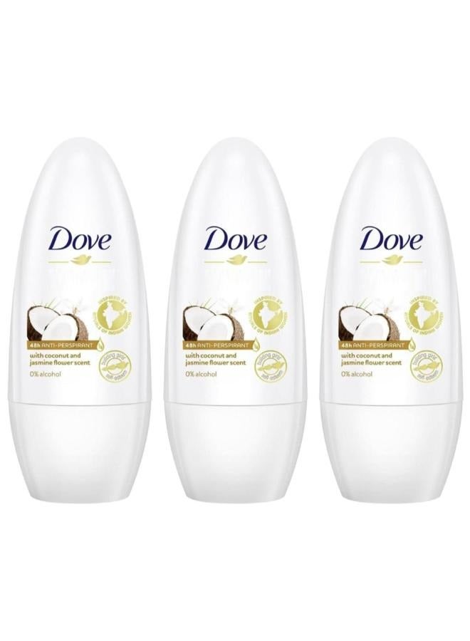 دوف 3 عبوات من دوف مزيل العرق المضاد للتعرق للنساء برائحة جوز الهند والياسمين - Image 1