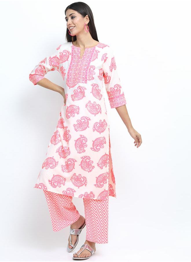 Vishudh Paisley Print Kurta & Palazzos Set by Styli  - Image 2