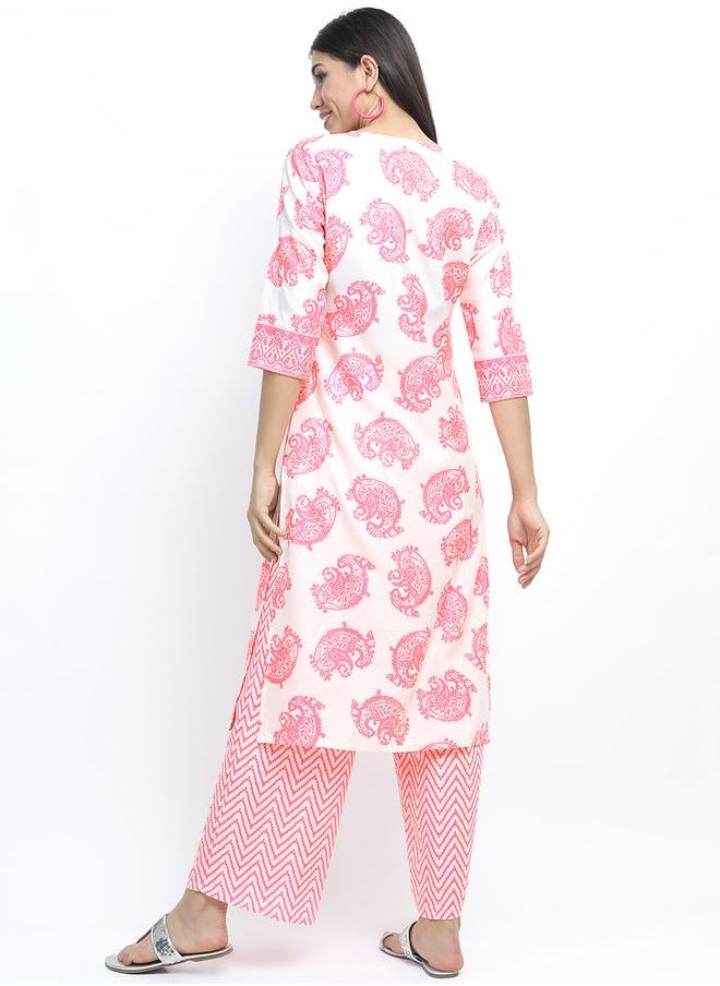 Vishudh Paisley Print Kurta & Palazzos Set by Styli  - Image 3