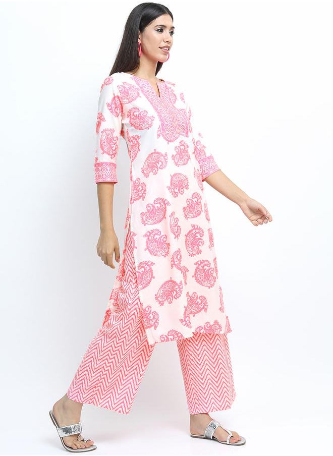 Vishudh Paisley Print Kurta & Palazzos Set by Styli  - Image 5