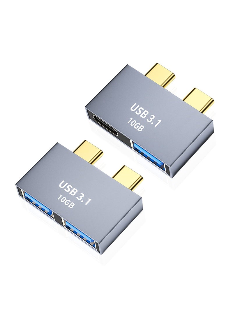 USB C Adapter fit for MacBook, Thunderbolt 3 to Dual 3.1 Hub, Type and A Extender Support PD 100W 10Gbps Compatible with MacBook Pro or Air, ,2 Pack - Image 1