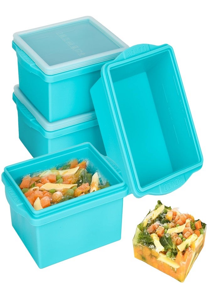 Xomoo 2 Cup Silicone Freezer Trays with Lids, Silicone Soup Freezer Molds - Leakproof, BPA-Free, Stackable, Microwave & Dishwasher Safe, Perfect for Soups, Sauces, Meal Prep, and Baked Goods - 4 Pack - Image 1
