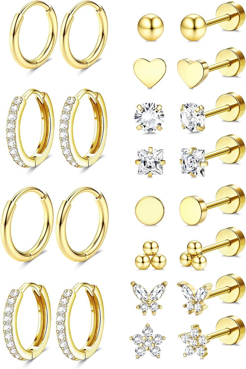 Jstyle Hypoallergenic 14K Gold Plated Earrings Set for Sensitive Ears - Image 1