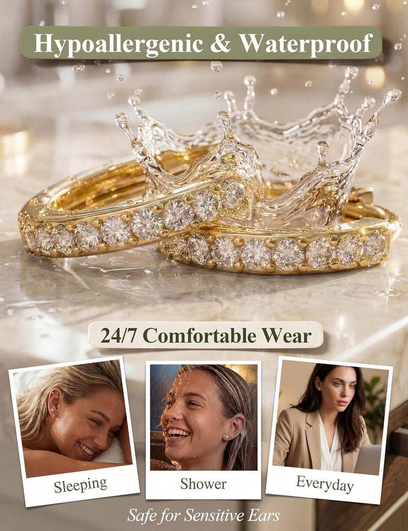Jstyle Hypoallergenic 14K Gold Plated Earrings Set for Sensitive Ears - Image 3