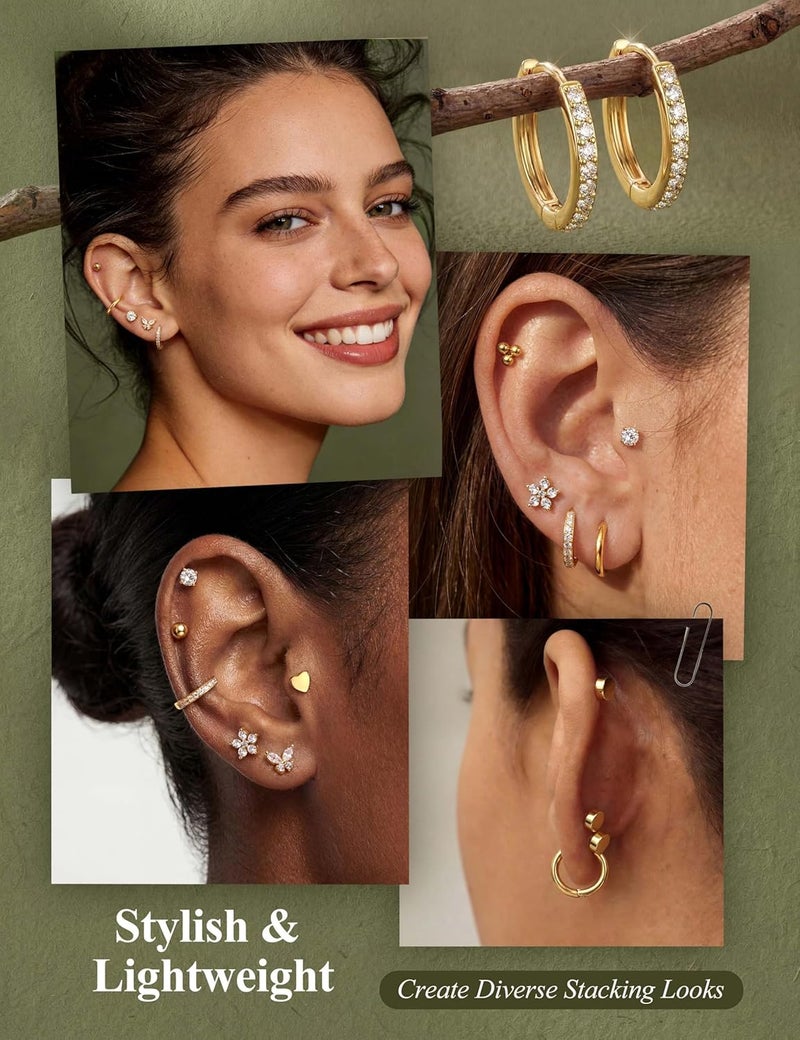 Jstyle Hypoallergenic 14K Gold Plated Earrings Set for Sensitive Ears - Image 4
