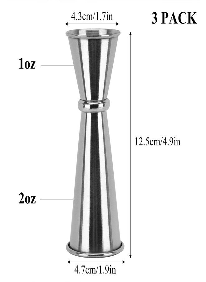 تي بيست ماكس مجموعة من 3 أكواب قياس للمشروبات، كوب قياس مزدوج للكوكتيل سعة 2 أونصة وكوب قياس من الفولاذ المقاوم للصدأ سعة 1 أونصة - Image 2