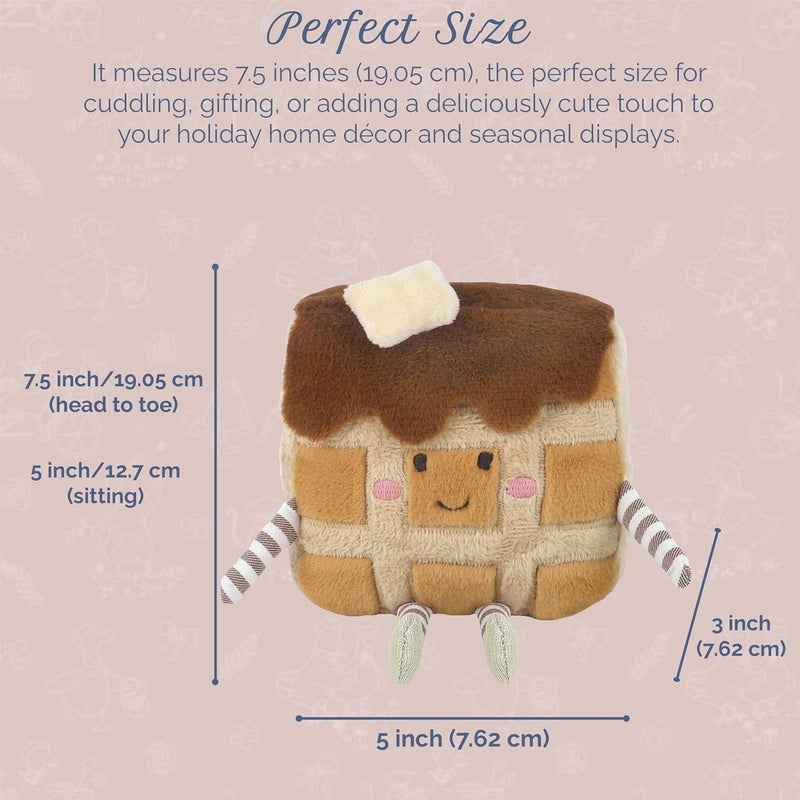 MON AMI Willa Waffles Plush Toy | Kawaii Food Plushie with Syrup & Butter | Soft 7” Breakfast Waffle Doll for Kids | Christmas Stuffed Toy for Girls & Boys | Cute Seasonal Home Décor - Image 3