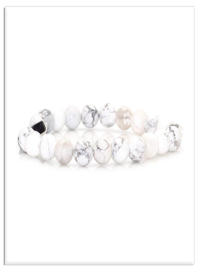 Xusamss Fashion Religious Cross Bracelet 8mm Tiger Eye Turquoise Beads Elastic Bracelet,7 1/2 wrist(White Black) - Image 2