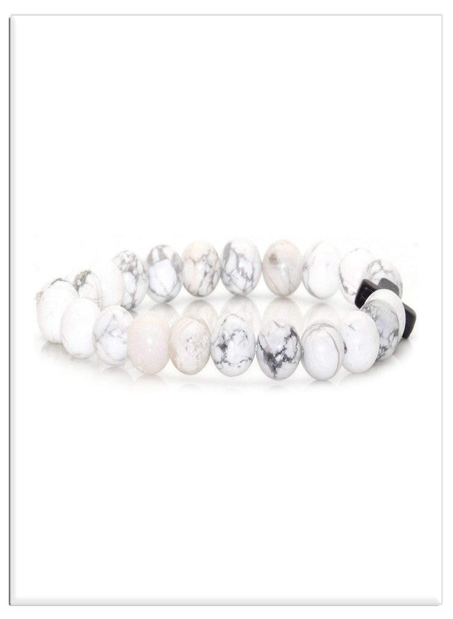 Xusamss Fashion Religious Cross Bracelet 8mm Tiger Eye Turquoise Beads Elastic Bracelet,7 1/2 wrist(White Black) - Image 4