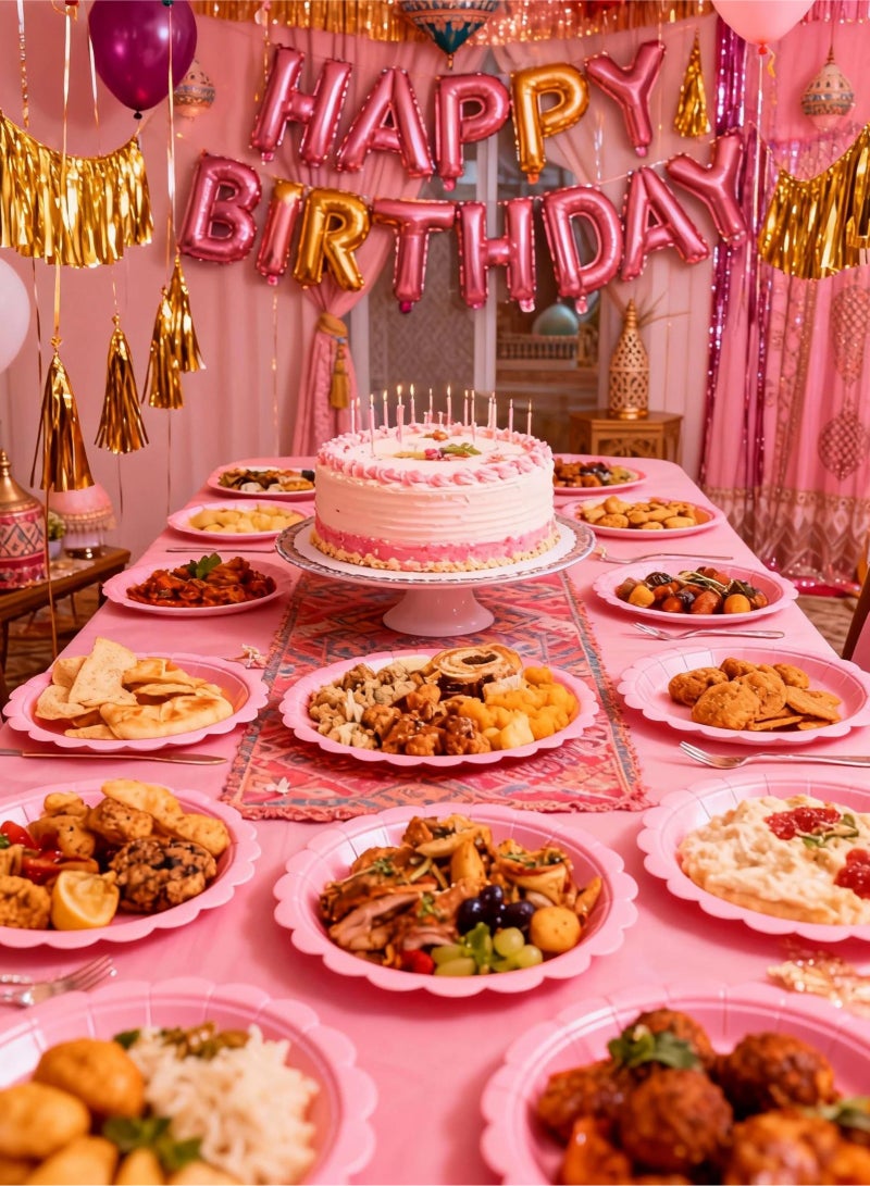 URbazaar 240 Pcs Pink Paper Plates and Napkins, Light Pink Party Supplies Include Scalloped Plate Napkins Cups Plastic Spoons Forks Knives for Baby Shower, Wedding, Birthday - Image 4