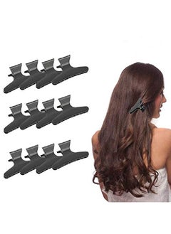 Sonew 12Pcs/Set Black Butterfly Holding Hair Clip Hairdressing Accessories Nonslip Hair Clips For Women Hair Section Claw Clamps Hairdressing Tool Sectioning Clips  - Image 1