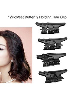 Sonew 12Pcs/Set Black Butterfly Holding Hair Clip Hairdressing Accessories Nonslip Hair Clips For Women Hair Section Claw Clamps Hairdressing Tool Sectioning Clips  - Image 5